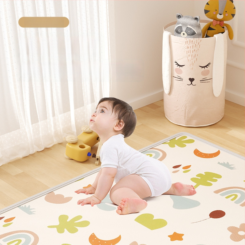 Мат за пълзене на бебета - правоъгълен XPE пяна подова мат за игра в дневната с карикатурен принт
