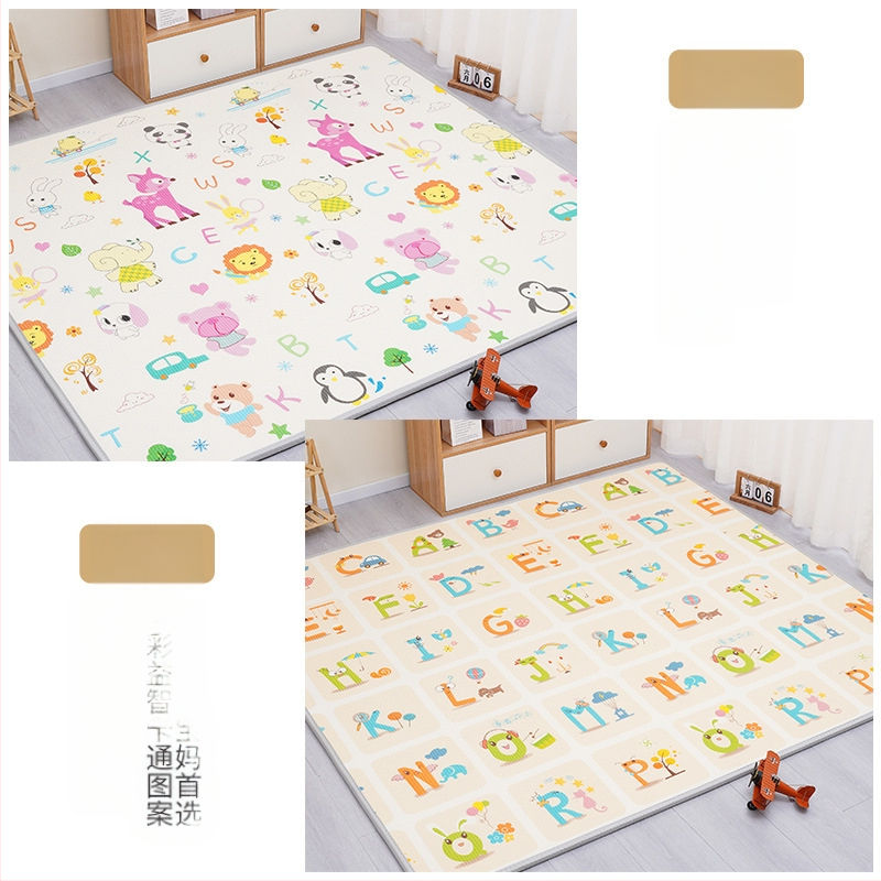 Мат за пълзене на бебета - правоъгълен XPE пяна подова мат за игра в дневната с карикатурен принт