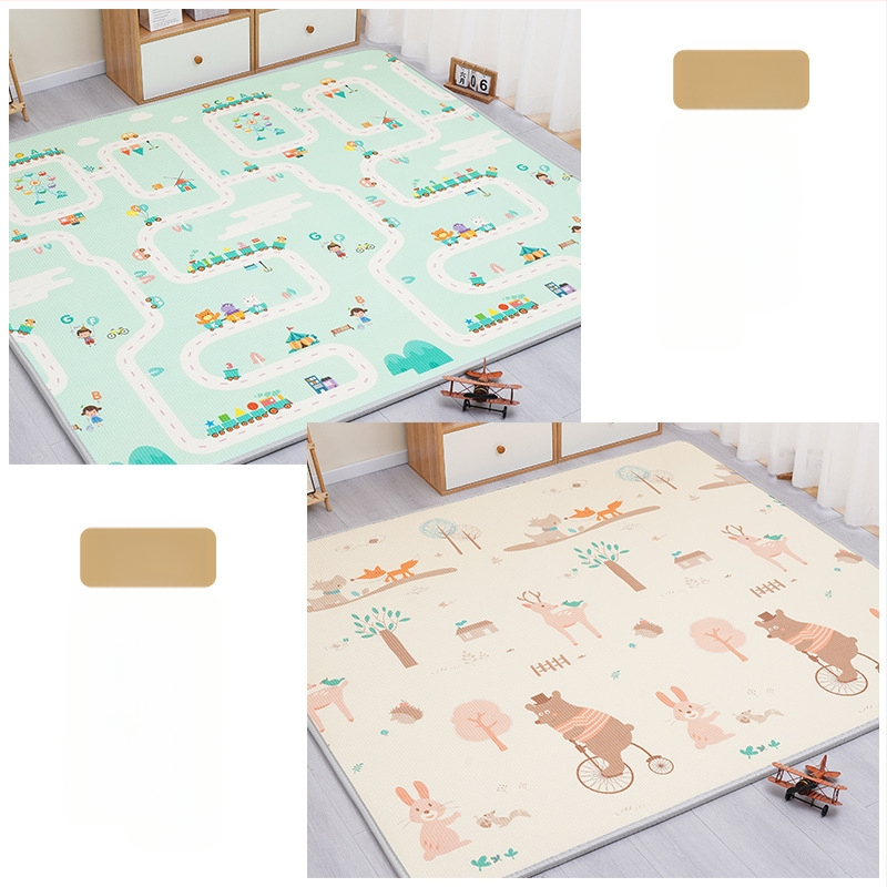 Мат за пълзене на бебета - правоъгълен XPE пяна подова мат за игра в дневната с карикатурен принт