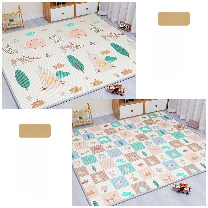 Мат за пълзене на бебета - правоъгълен XPE пяна подова мат за игра в дневната с карикатурен принт