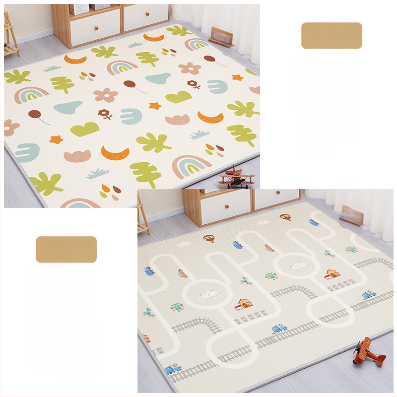 Мат за пълзене на бебета - правоъгълен XPE пяна подова мат за игра в дневната с карикатурен принт