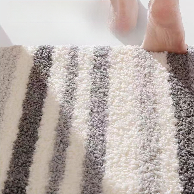 Комплект подложки за баня за тоалетна, три части, полиестерно флокиране, квадратна форма, едноцветен модел, миещи се