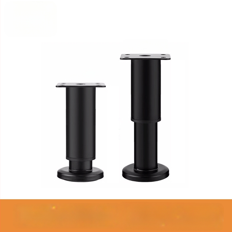 Liela pamatnes teleskopiskā kāja mēbelēm — piemērota gultai, skapim, TV statīvam un kafijas galdiņam; Materiāls: auksti valcēts tērauds; Stils: mūsdienīgs minimālisms; Ražošana: štancēšana/slīpēšana/polēšana