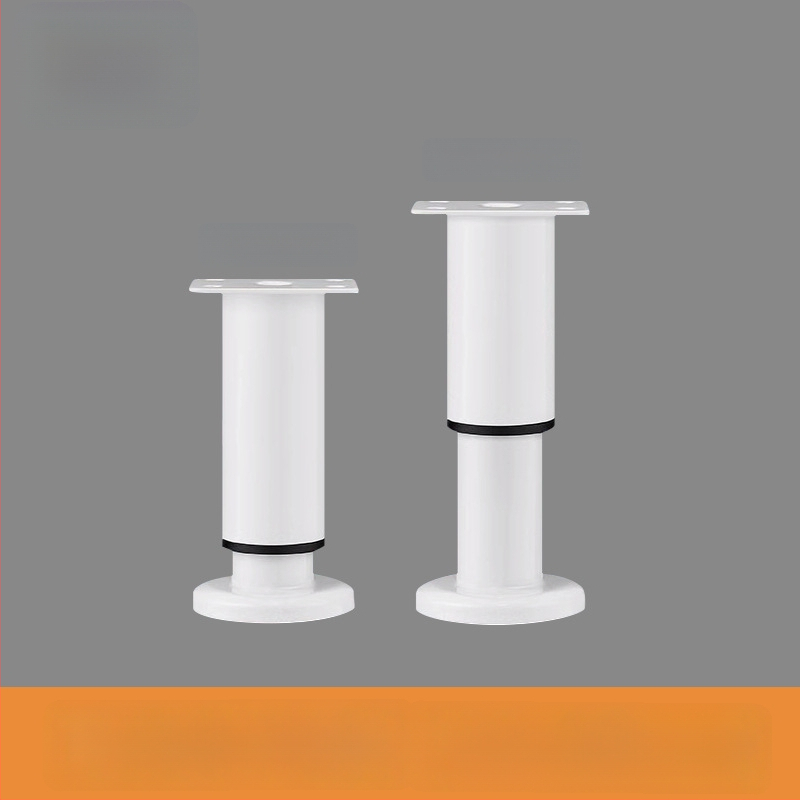 Liela pamatnes teleskopiskā kāja mēbelēm — piemērota gultai, skapim, TV statīvam un kafijas galdiņam; Materiāls: auksti valcēts tērauds; Stils: mūsdienīgs minimālisms; Ražošana: štancēšana/slīpēšana/polēšana