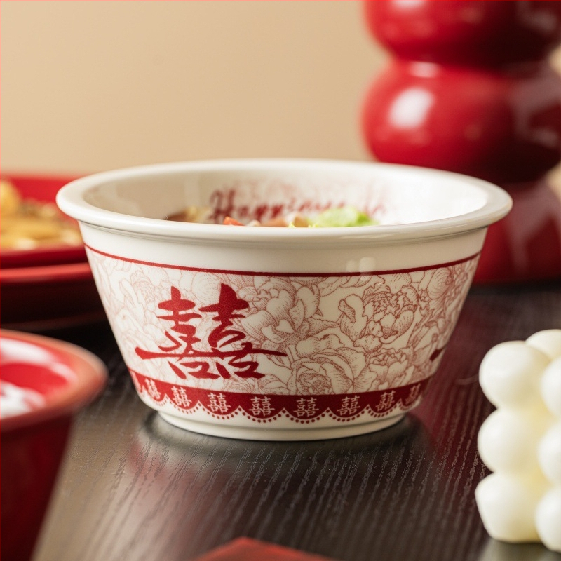 Tongfa keraminė valgio patiekalų rinkinys – dubenėliai ir lėkštės, apvalios formos, po glazūra, tinkamas mikrobangų krosnelėje, naujas Kinijos stilius