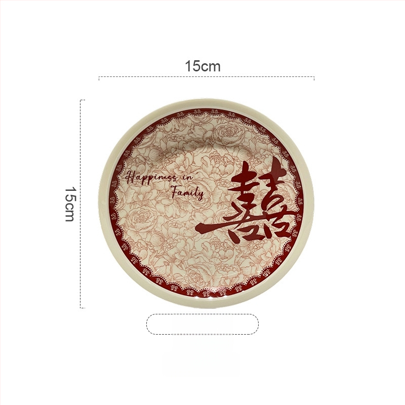 Tongfa keraminė valgio patiekalų rinkinys – dubenėliai ir lėkštės, apvalios formos, po glazūra, tinkamas mikrobangų krosnelėje, naujas Kinijos stilius