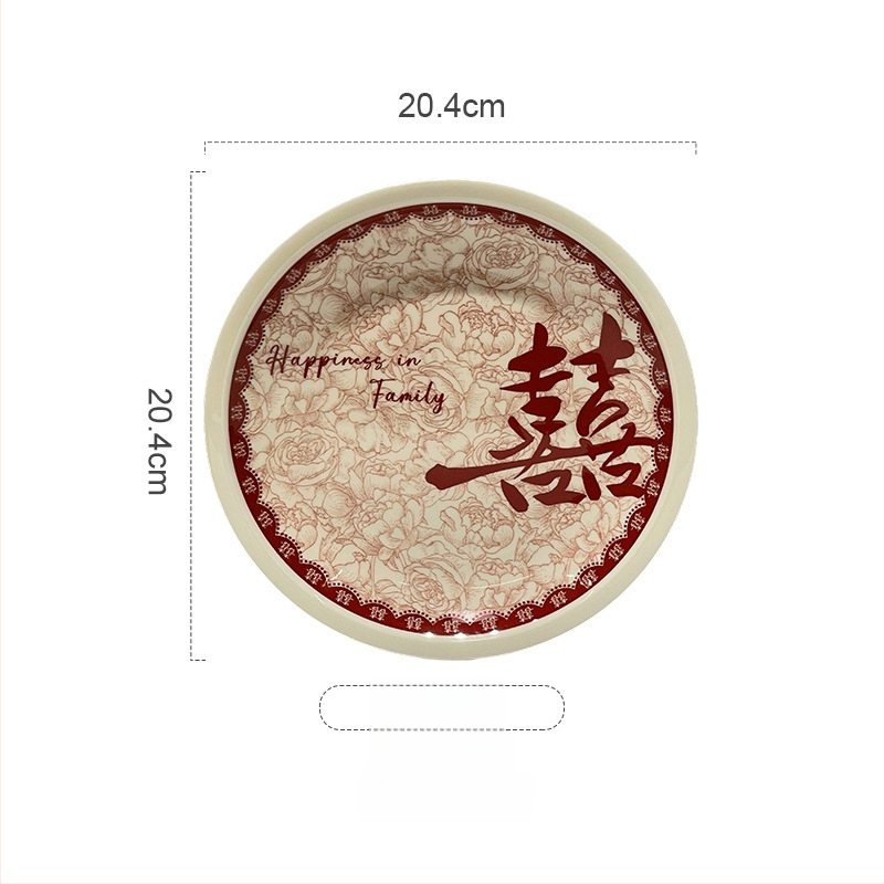 Tongfa keraminė valgio patiekalų rinkinys – dubenėliai ir lėkštės, apvalios formos, po glazūra, tinkamas mikrobangų krosnelėje, naujas Kinijos stilius