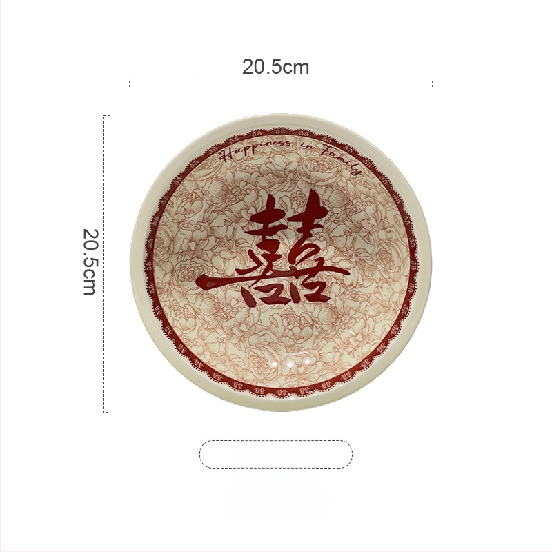 Tongfa keraminė valgio patiekalų rinkinys – dubenėliai ir lėkštės, apvalios formos, po glazūra, tinkamas mikrobangų krosnelėje, naujas Kinijos stilius