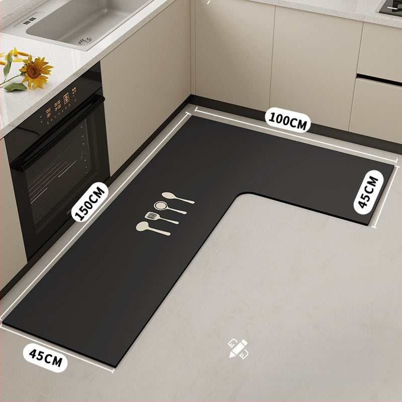 Konyhai lábtörlő poliészter rostból, nyomtatott kivitel, négyzet alakú, mosható