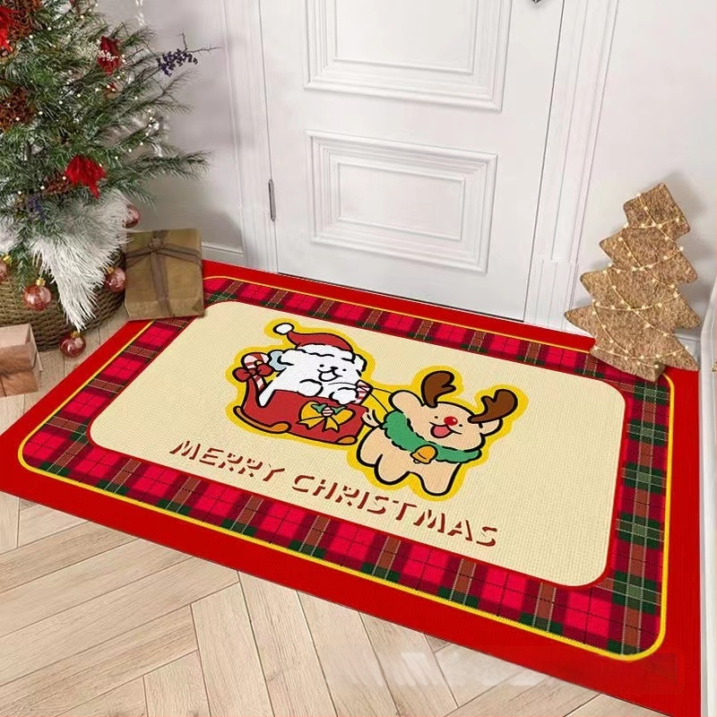 Bejárati ajtóhoz készült kristály bársony szőnyeg, poliészter, hőátviteles nyomtatás, négyszögletes, rajzfilm minta