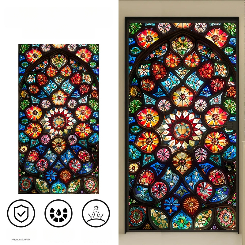 Pašlīmējoša PVC logu privātuma folija ar ģeometrisku rakstu, restorāniem un balkoniem, 1 gab.