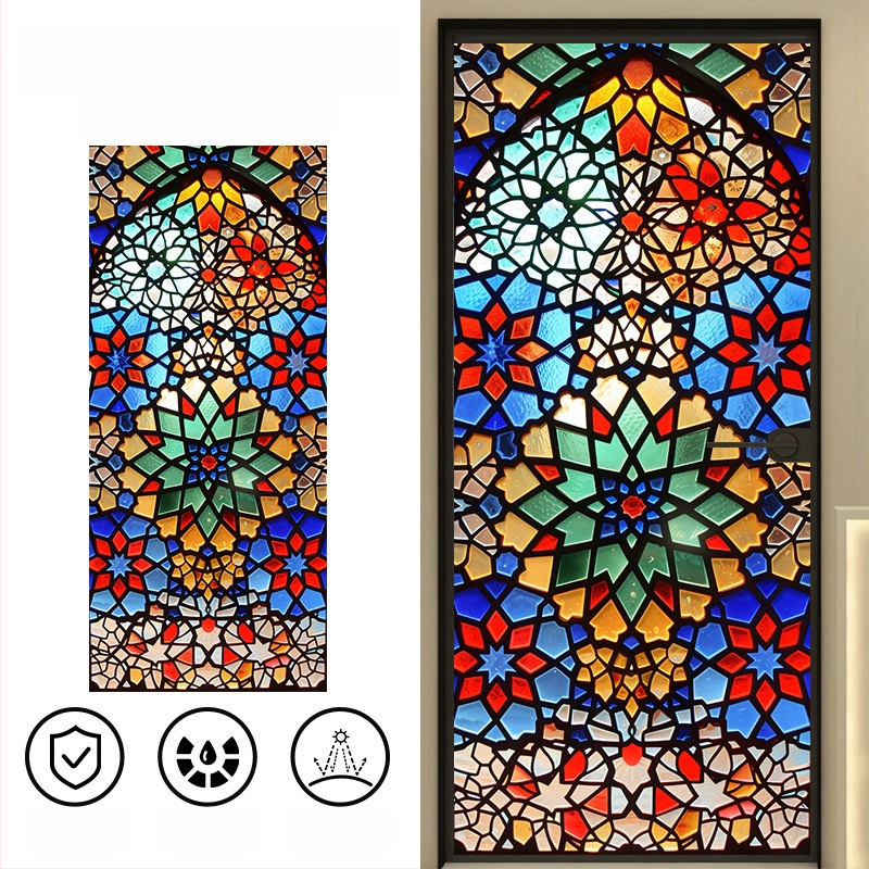 Pašlīmējoša PVC logu privātuma folija ar ģeometrisku rakstu, restorāniem un balkoniem, 1 gab.