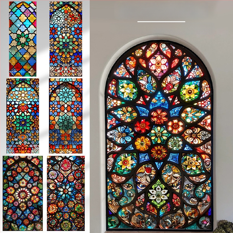 Pašlīmējoša PVC logu privātuma folija ar ģeometrisku rakstu, restorāniem un balkoniem, 1 gab.