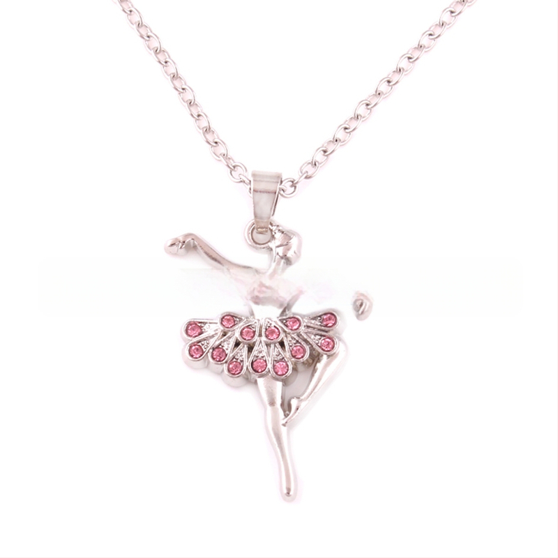 Kaklarota ar baleta dejotājas kulonu no sakausējuma, krusta ķēde, elektroplakšana, 18K tīrība, universāla, regulējams pagarinājums