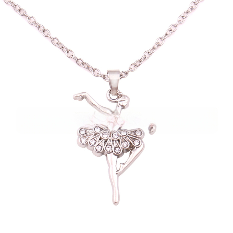 Kaklarota ar baleta dejotājas kulonu no sakausējuma, krusta ķēde, elektroplakšana, 18K tīrība, universāla, regulējams pagarinājums