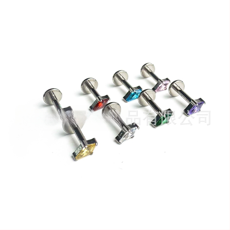 Kite cirkoniniai studiniai auskarai su G23 titanu, geometrinis rombas, universalus