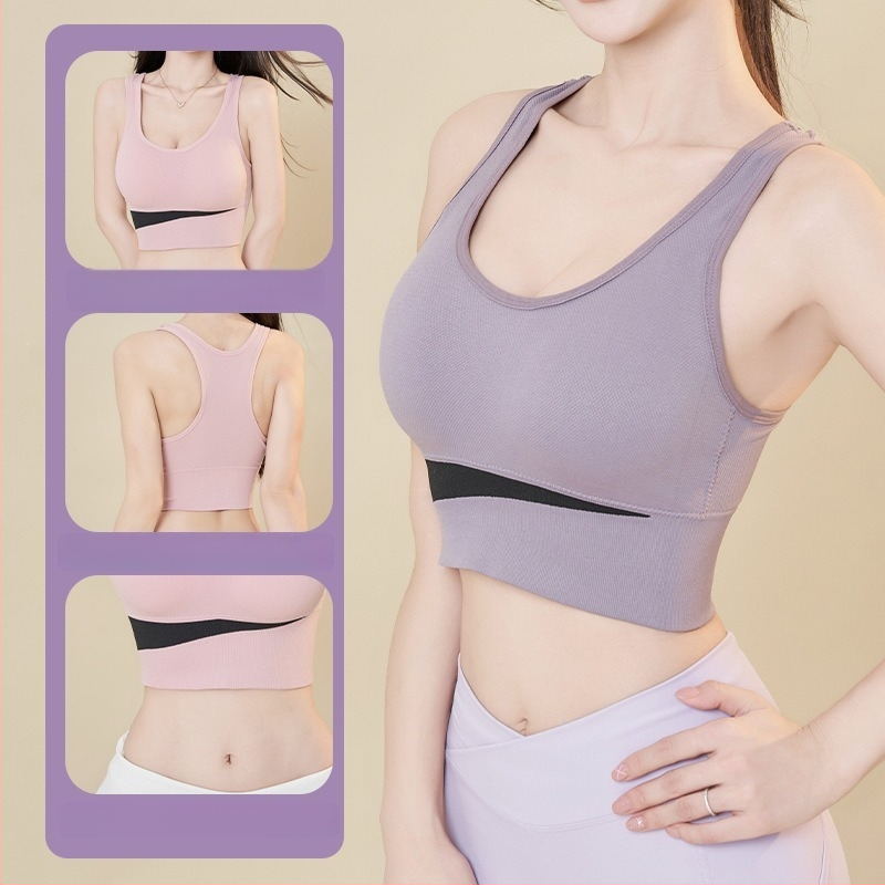 Bezvadu sieviešu sporta krūšturis ar pilnu krūšu kausu, elpojošs, mitruma vadība, ātri žūst, piemērots skrējienam un jogai