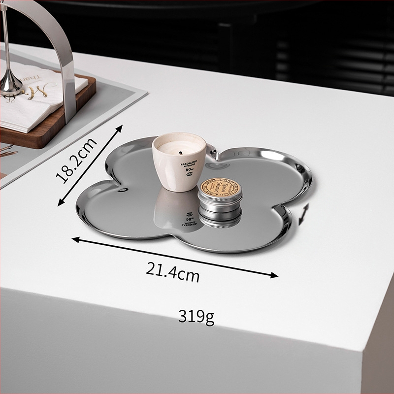 Neratised terasest lillekujuline ehtehoidla plaat – laualine dekoratiivne taldrik lille motiiviga, kerge luksusstiil, elektroplating