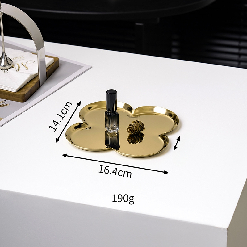 Neratised terasest lillekujuline ehtehoidla plaat – laualine dekoratiivne taldrik lille motiiviga, kerge luksusstiil, elektroplating