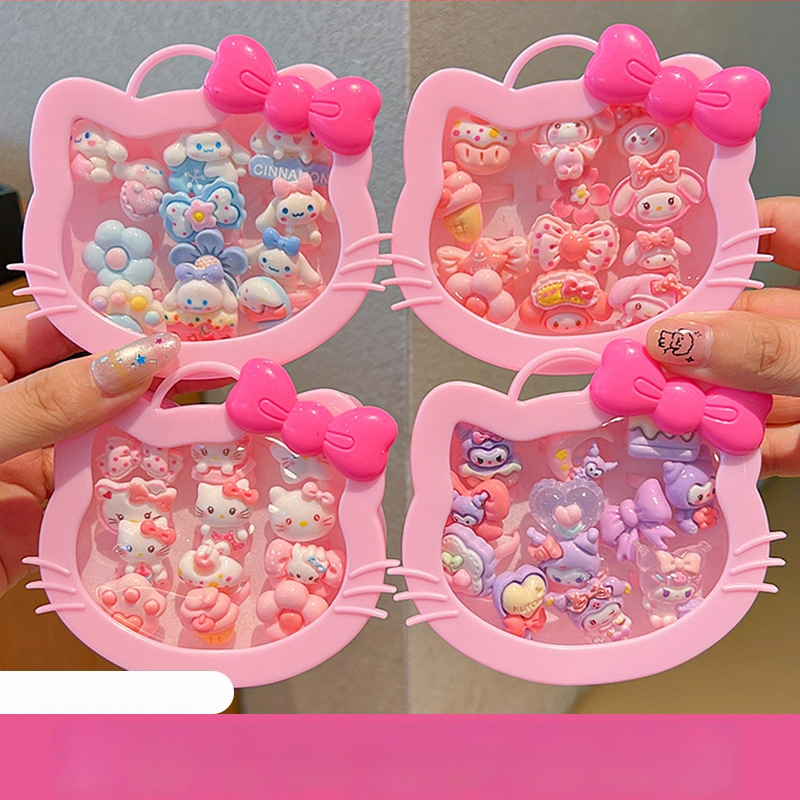 Bērnu Kuromi gredzens – karikatūras stilā, plastmasa/resīns, rozā kvarca kristāls, vecums 3–10 gadi, štancēšanas tehnika