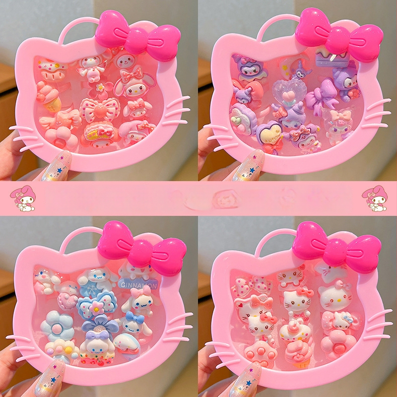 Bērnu Kuromi gredzens – karikatūras stilā, plastmasa/resīns, rozā kvarca kristāls, vecums 3–10 gadi, štancēšanas tehnika