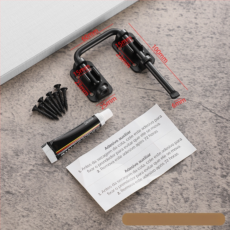 Durvju aizslēga bez urbšanas, cinka sakausējums, daudzleņķa aizslēgs 90°/180°, elektroplatinga pārklājums