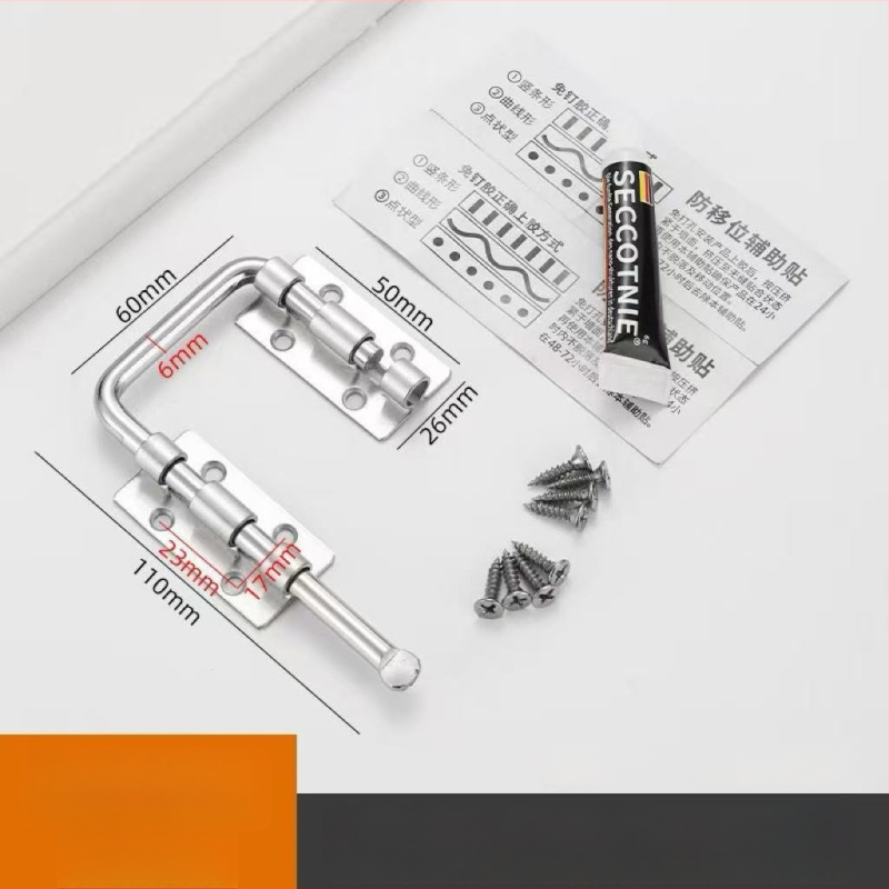 Durvju aizslēga bez urbšanas, cinka sakausējums, daudzleņķa aizslēgs 90°/180°, elektroplatinga pārklājums