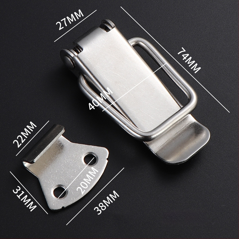 Nerūsējošā tērauda Duckbill aizvērējs, piemērots koka kastēm, ūdens tvertnēm un instrumentu kastēm, pulēta virsma, mūsdienīgs minimālisks stils