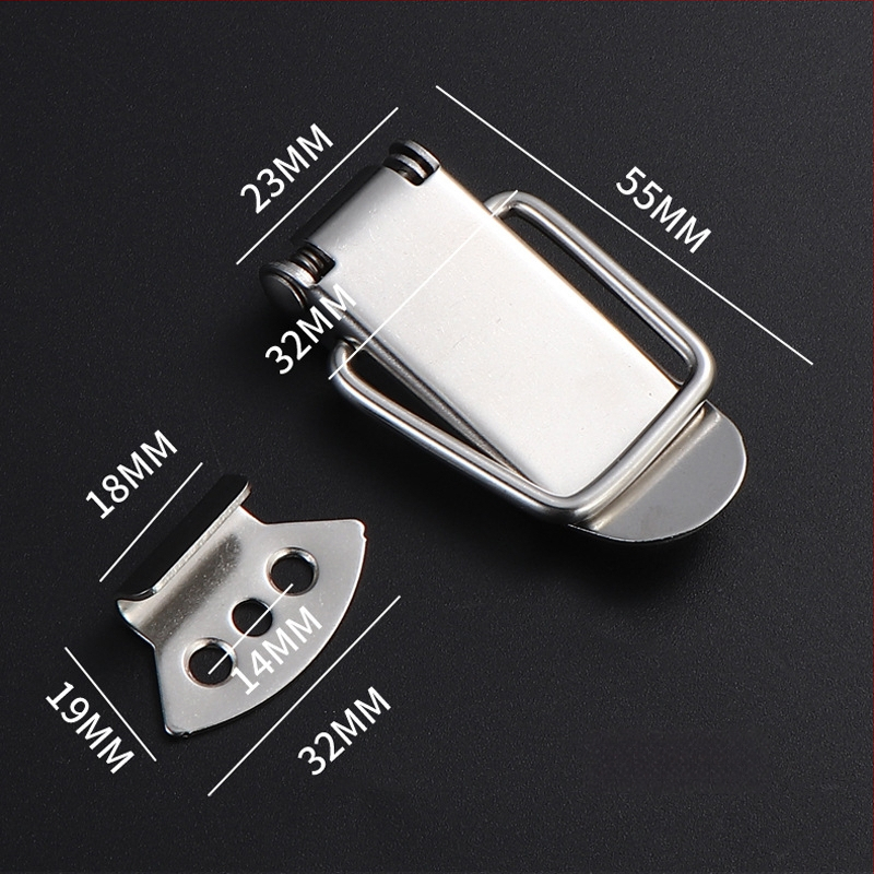 Nerūsējošā tērauda Duckbill aizvērējs, piemērots koka kastēm, ūdens tvertnēm un instrumentu kastēm, pulēta virsma, mūsdienīgs minimālisks stils