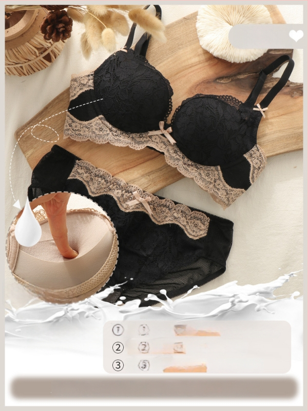 Seksi sieviešu krūšturu komplekts, bez stieņa, 3/4 kauss, augšējā atbalsta, regulējamas siksnas, mežģīne