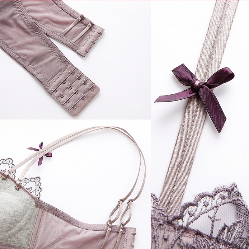 Sieviešu bezvadu mežģīņu krūšturis ar formas veidošanas funkciju, komplekts ar aizmugures dizainu; 3/4 kauss, forma: augšējā plāna, apakšējā bieza; noņemamas dubultās siksnas, aizmugurē četras rindu aizdares