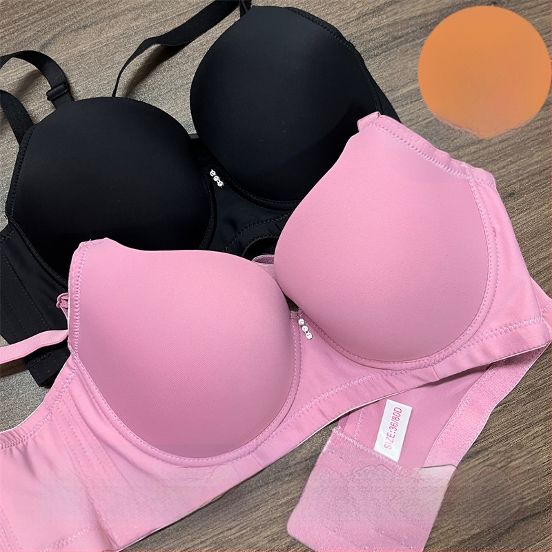 Push-up bezšuvju krūšturis ar sānu atbalstu, regulējamas dubultās siksnas, 3/4 kauss, ultra-plānas formētās krūzes, mīksts tērauda karkass