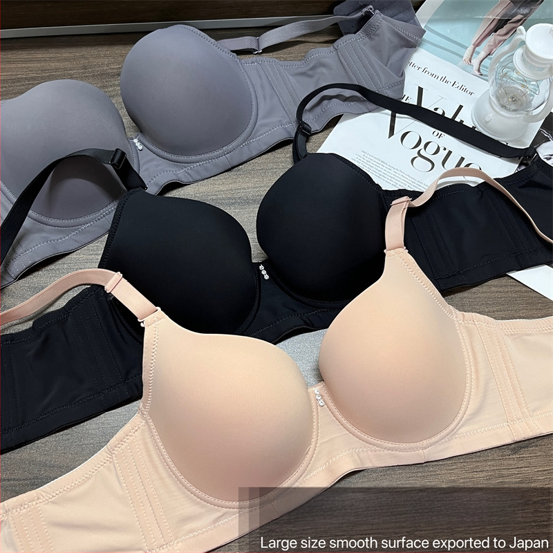 Push-up bezšuvju krūšturis ar sānu atbalstu, regulējamas dubultās siksnas, 3/4 kauss, ultra-plānas formētās krūzes, mīksts tērauda karkass