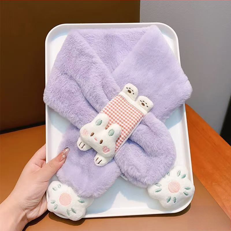 Bērnu šalle no flīsa, karikatūras raksts, Warp Knit šūšana, silta ziemai un pavasarim