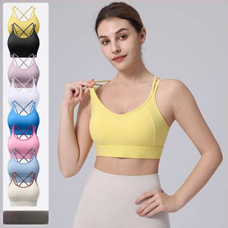 Sporta krūšturis ar fiksētām dubultām plecu siksnām, pilns kauss, vidēja kausa forma, neilona materiāls, ātri žūst un elpo, aizmugurējais aizdare ar trim rindām sprādžu