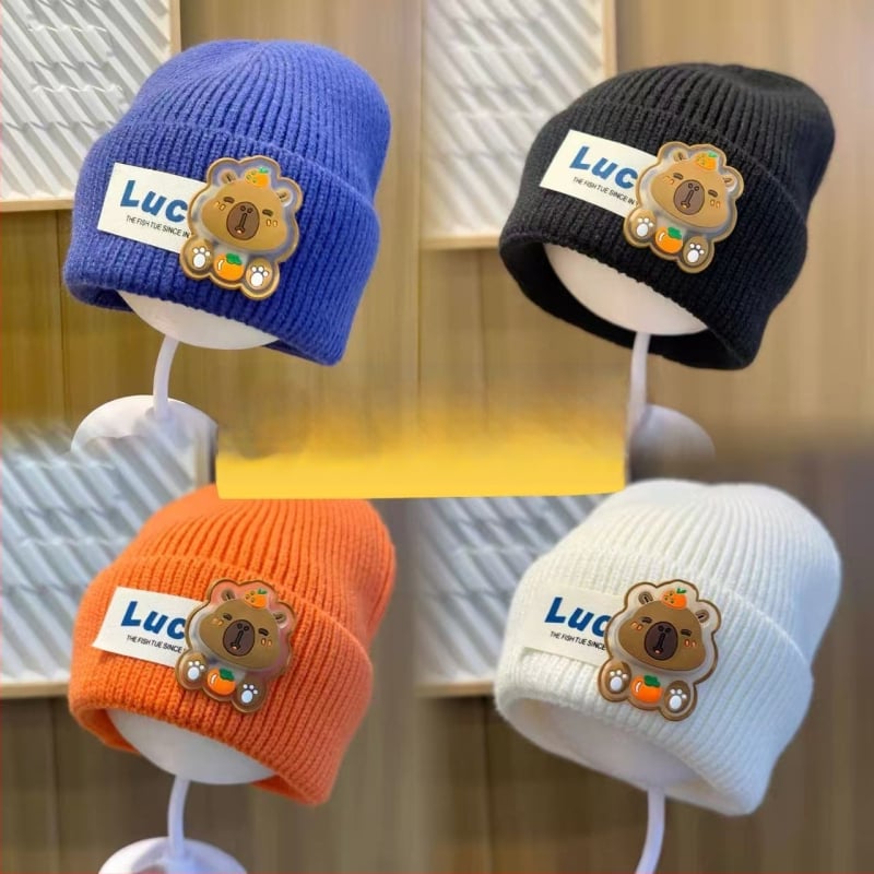 Bērnu ziemas adīta cepure, kupolveida krona un mala, silta un vēju izturīga, akrila šķiedra 71–80%