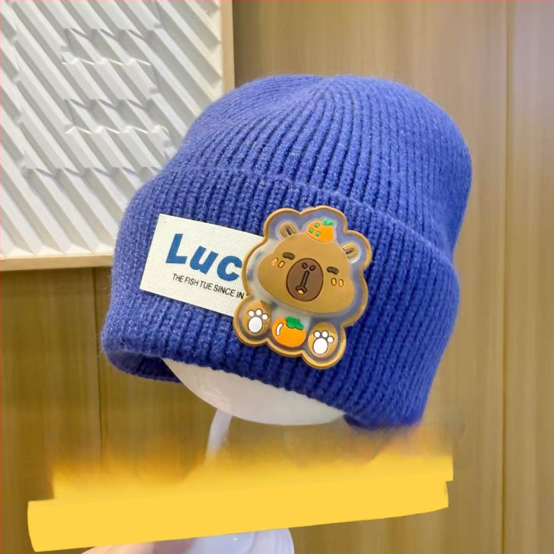 Bērnu ziemas adīta cepure, kupolveida krona un mala, silta un vēju izturīga, akrila šķiedra 71–80%