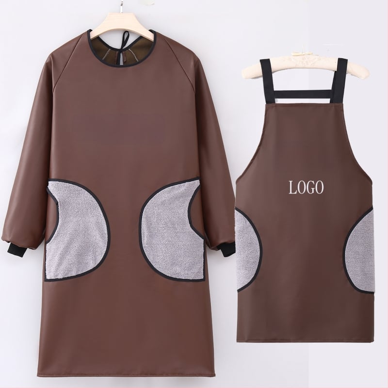 PU kožna pregača s dugim rukavima – vodootporna i otporna na ulje, moderan radni komad za odrasle