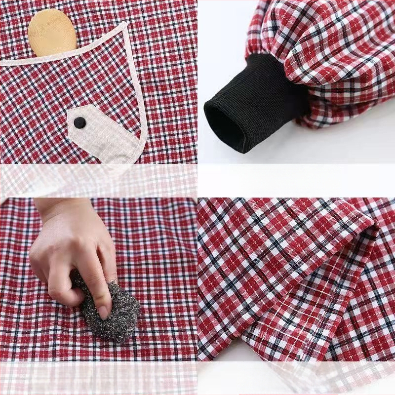 Mengchang 100% kokvilnas bez piedurknēm priekšauts ar dubultām kabatām, ziedu/lapu raksts, pret netīrumiem virtuves darba apģērbs