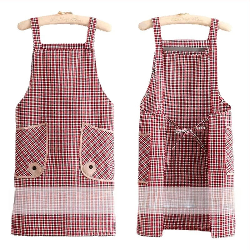 Mengchang 100% kokvilnas bez piedurknēm priekšauts ar dubultām kabatām, ziedu/lapu raksts, pret netīrumiem virtuves darba apģērbs