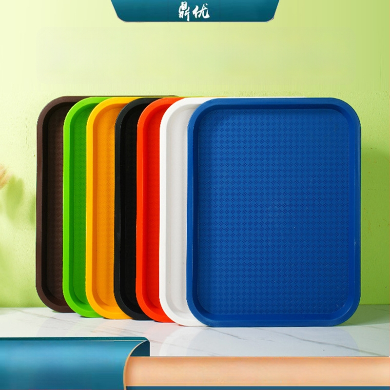 Gyorséttermi tálca, műanyag, négyzet alakú, egyszerű mintázat, modern minimalista stílus, logóval