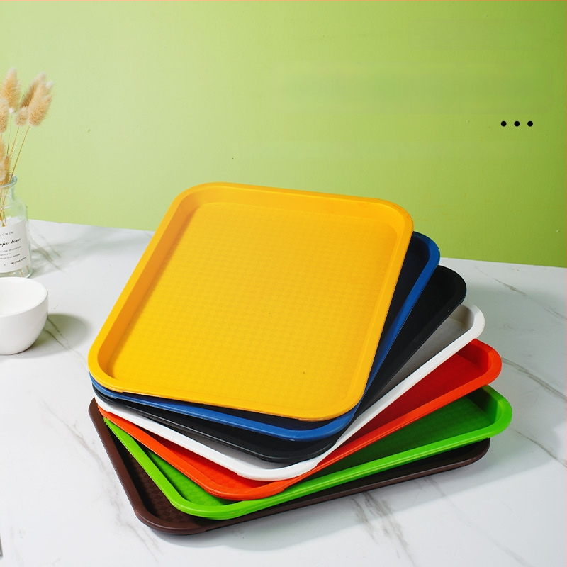 Gyorséttermi tálca, műanyag, négyzet alakú, egyszerű mintázat, modern minimalista stílus, logóval