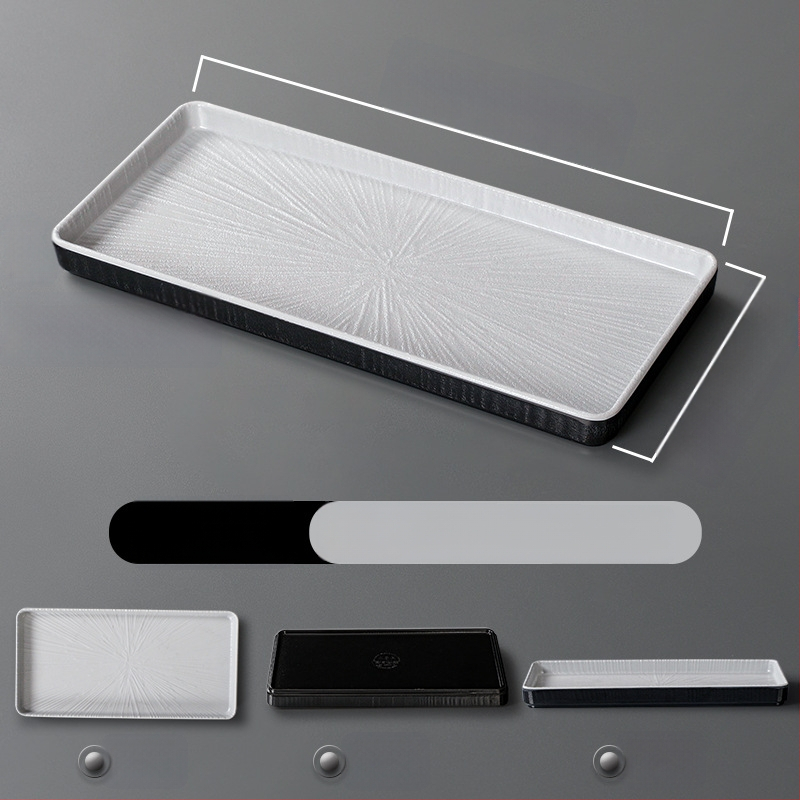 Ristkülikukujuline melamiinist taldrik, portselaniimitatsioon, ühtlane värv, glasuurviimistlus, mikrolainahjuga ei sobi