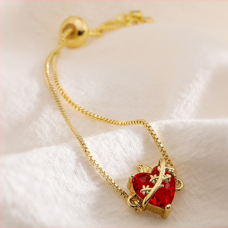 Sieviešu vara rokassprādze ar 18K zelta pārklājumu, cirkoni, sirds formas ģeometrisks dizains, mikro uzstādīšana