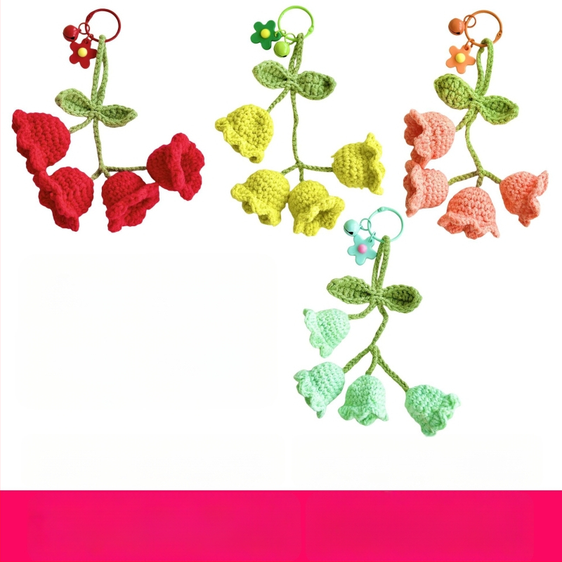 Keturi Lily of the Valley pakabukai, megzti vilnai, rankų darbo, automobilių pakabukai, didmeninis pakavimas, Korėjos stilius