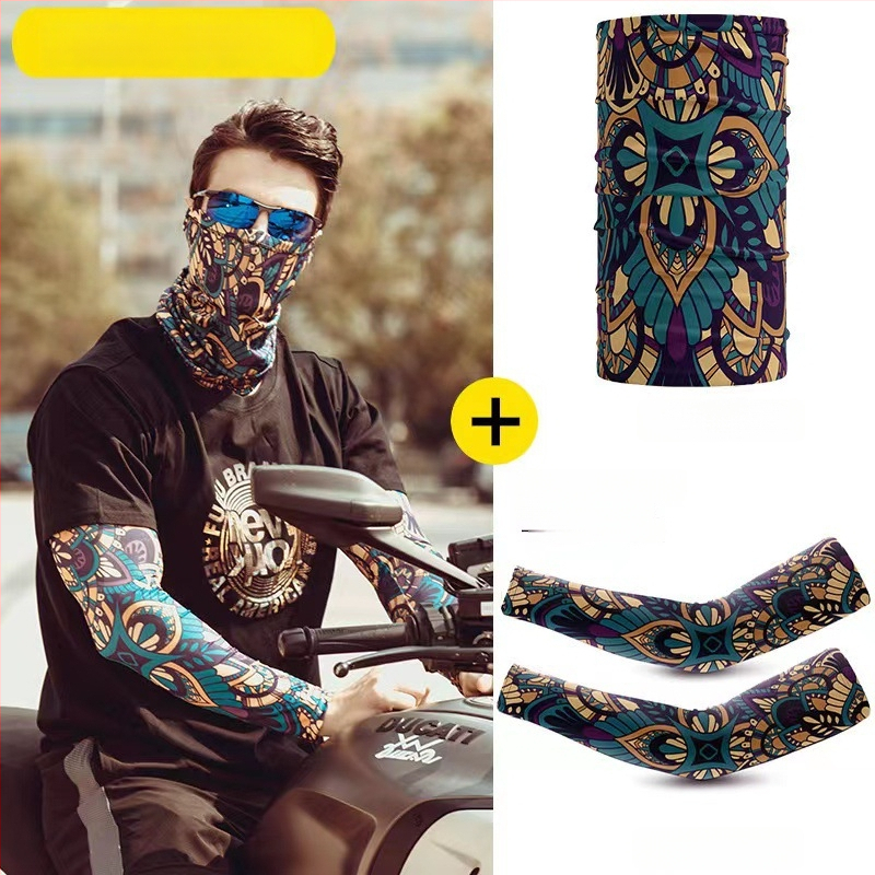 Комплект ледени ръкави и кърпа за лице за лято: UV защита, бързосъхнещ и лек дизайн, подходящ за шофиране и открито каране.