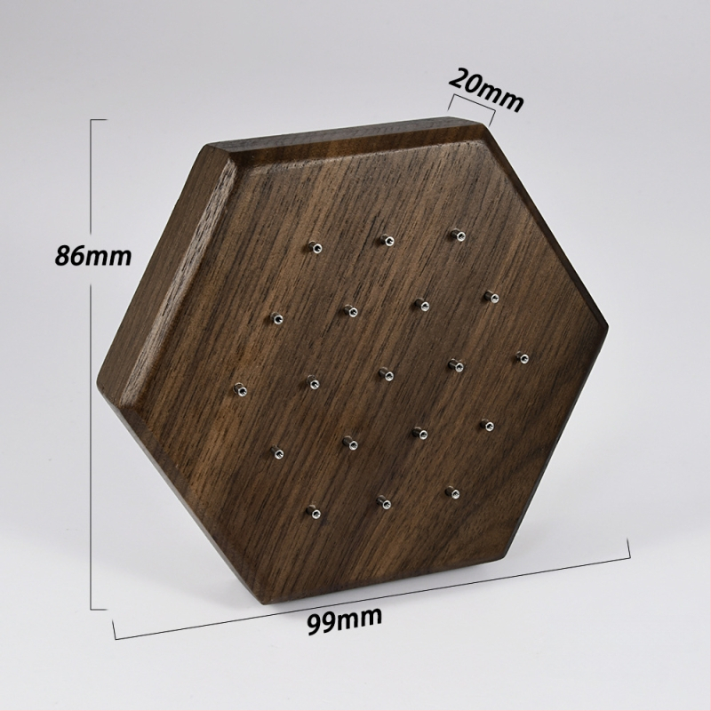 Puidust juveelide display statiiv, üks kiht, kõrgekvaliteediline stiil, puuritud konstruktsioon