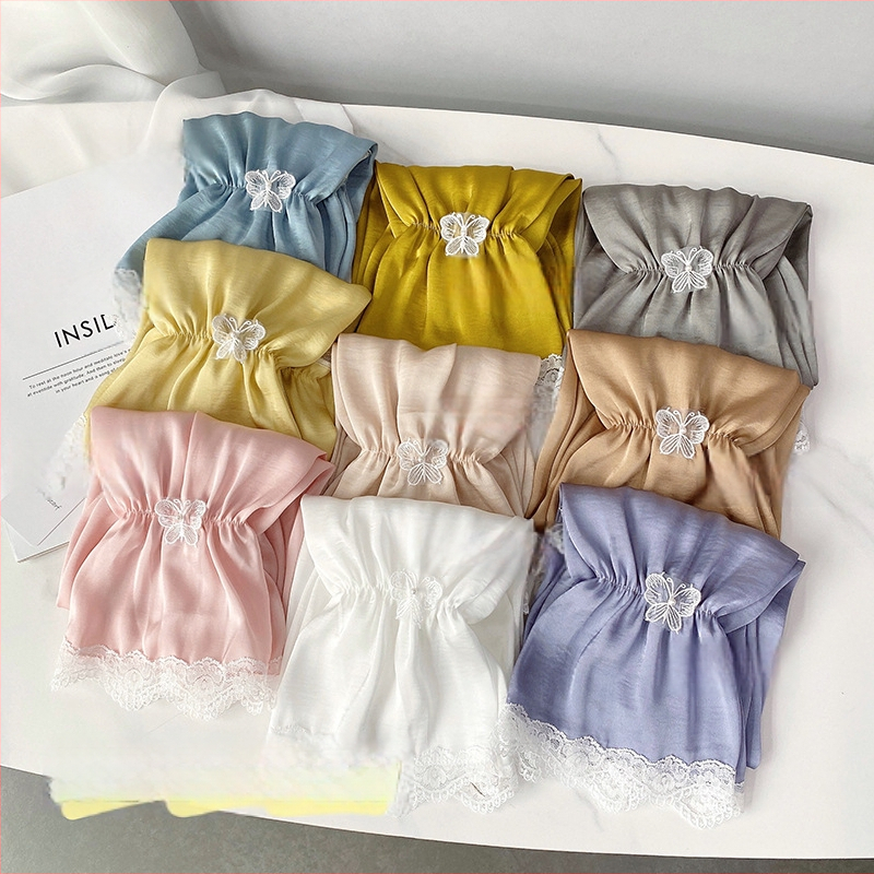 Слънцезащитни ръкавели за жени, дишащи от полиестер и шифон, дантелена украса с пеперуда, за каране на велосипед на открито