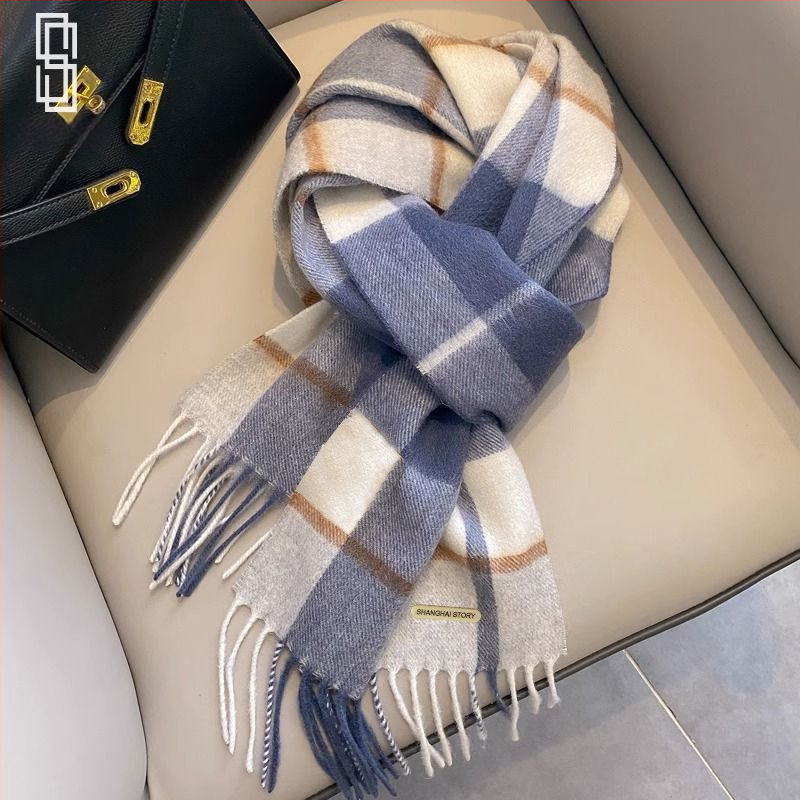 Sieviešu vilnas šalle, raksts ar kvadrātiņu rakstu, tīra vilna, pavasaris