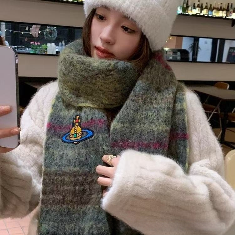 Kašmira šalle ar rakstu kvadrātiņos, silts kakla šalle ar pūkām, izcelsme Guangzhou, 2025. gada pavasara izlaidums